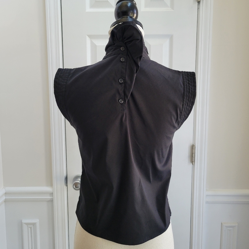 Piazza Sempione Black High Neck Top Minimalist Designer‎ Blouse Size 40 - Picture 2 of 11